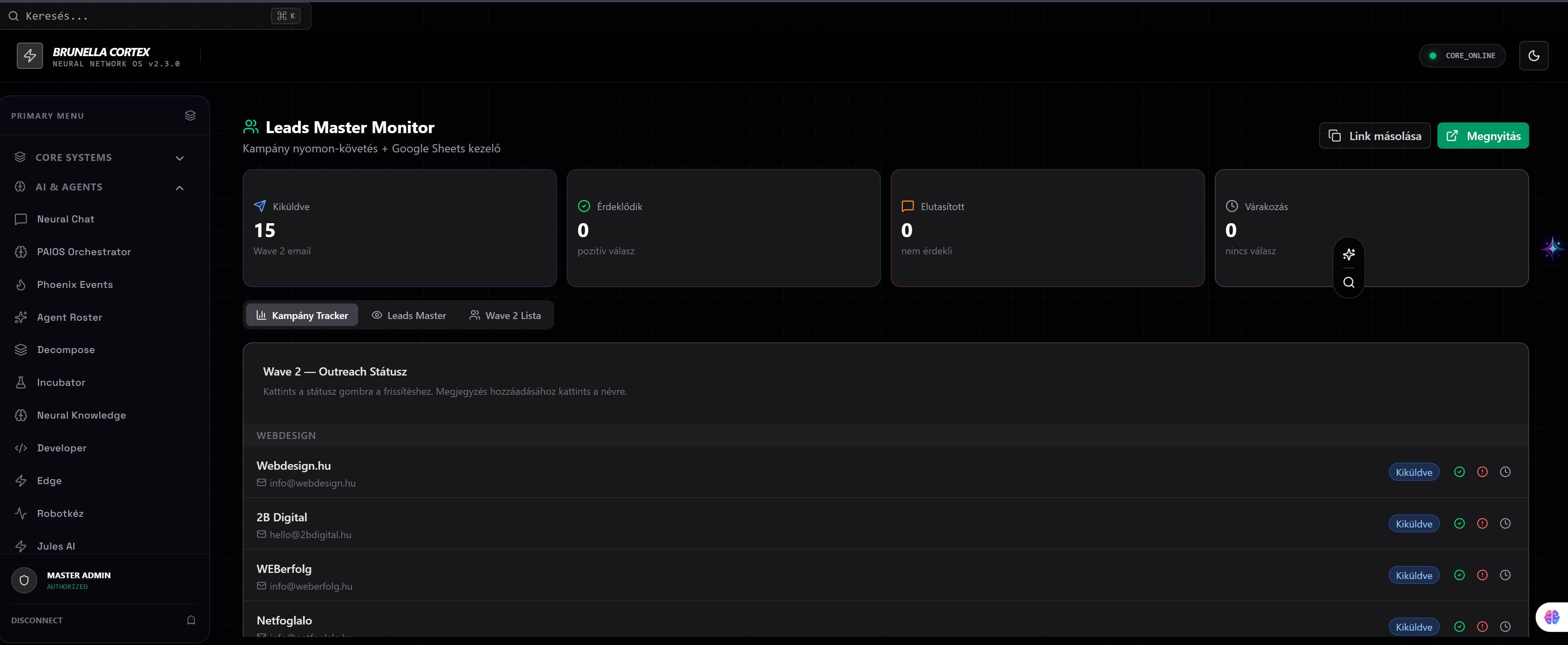 Brunella Agent System képernyőkép